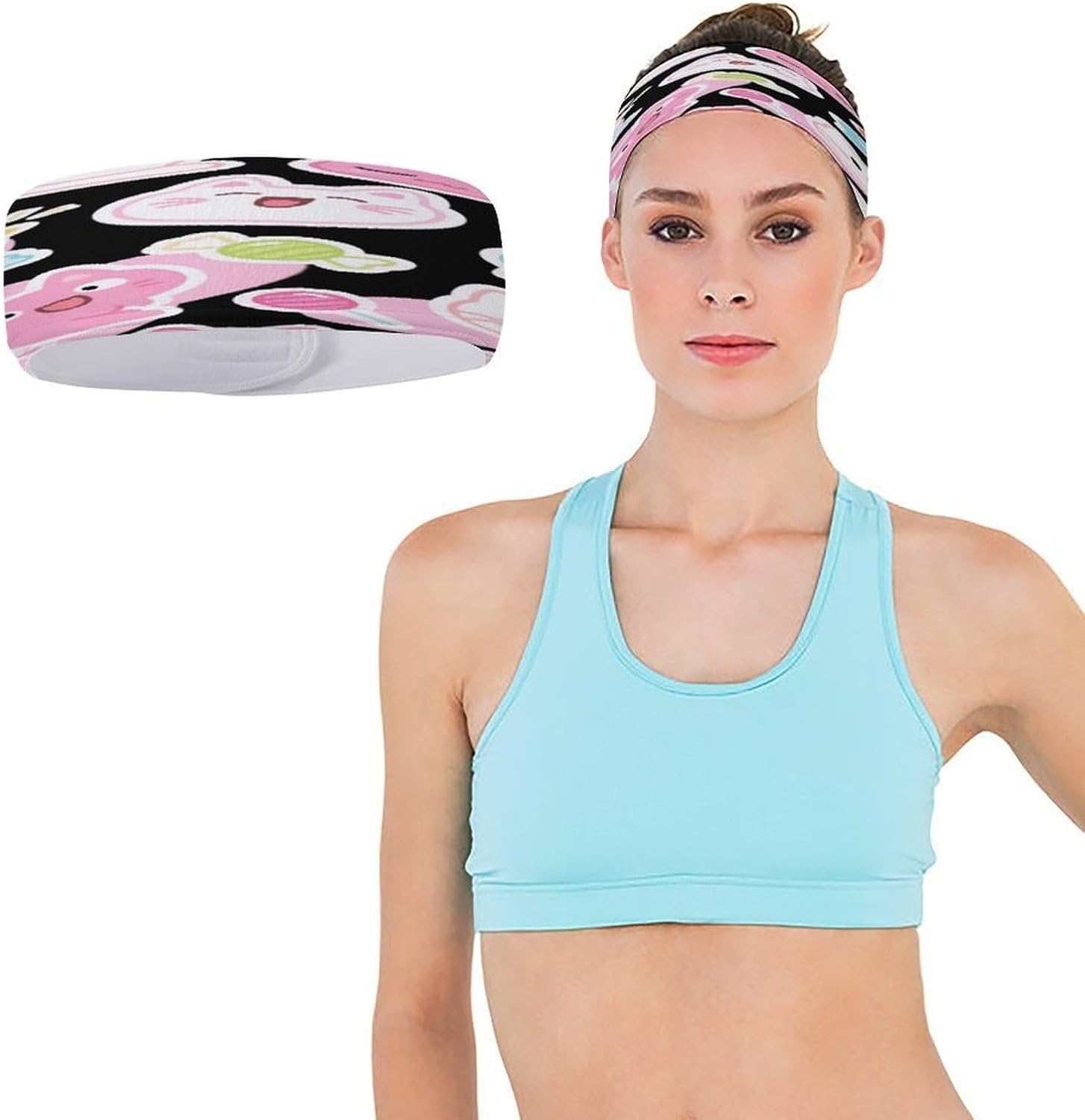 Cartoon Cat Emojis Sport Headbands Sweatband Athletic Headband