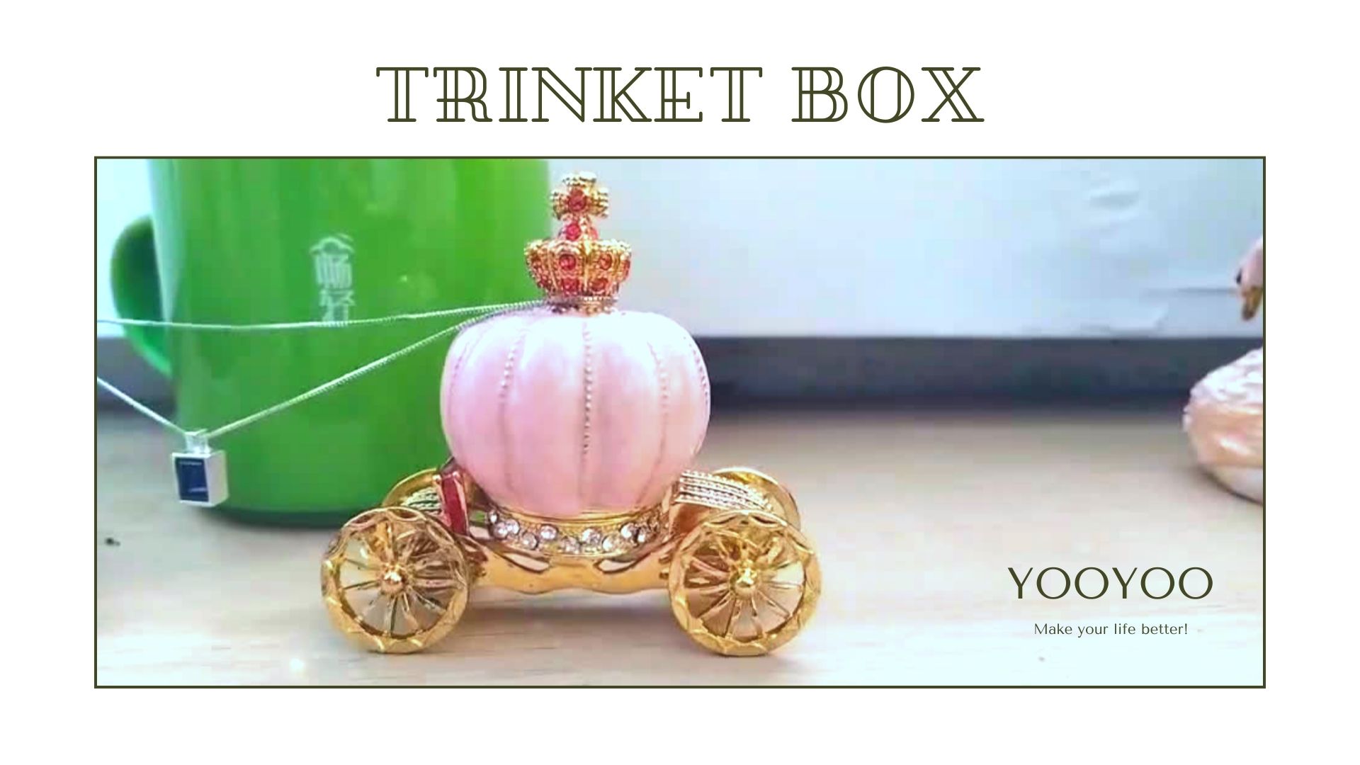 Cinderella Pumpkin Carriage Jewelry Box - Silver Diamond Accent Trinket Box For Small Jewelry 3.02x1.77x3.02