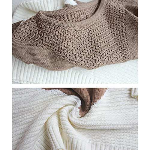 Shermie 43246-16096 Women Long Sleeve Crew Neck Pullovers Stitching Color Loose Knitted Sweaters thumb #4
