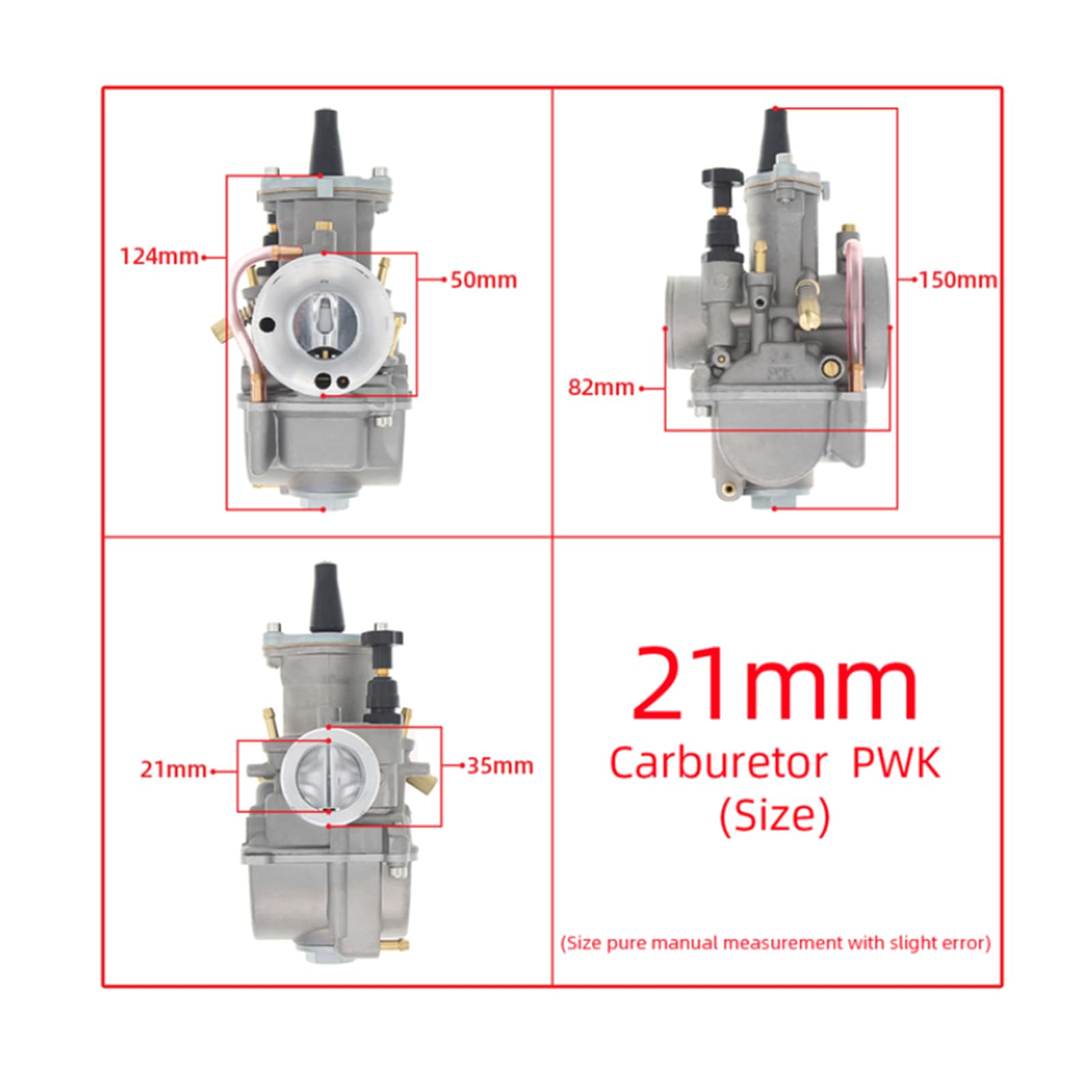 Viviance Carburateur moto compatible avec PWK 21-34MM 2T 4T Carburateur Moto avec Power Jet compatible avec Yamaha Koso ATV Quad UTV - 21MM