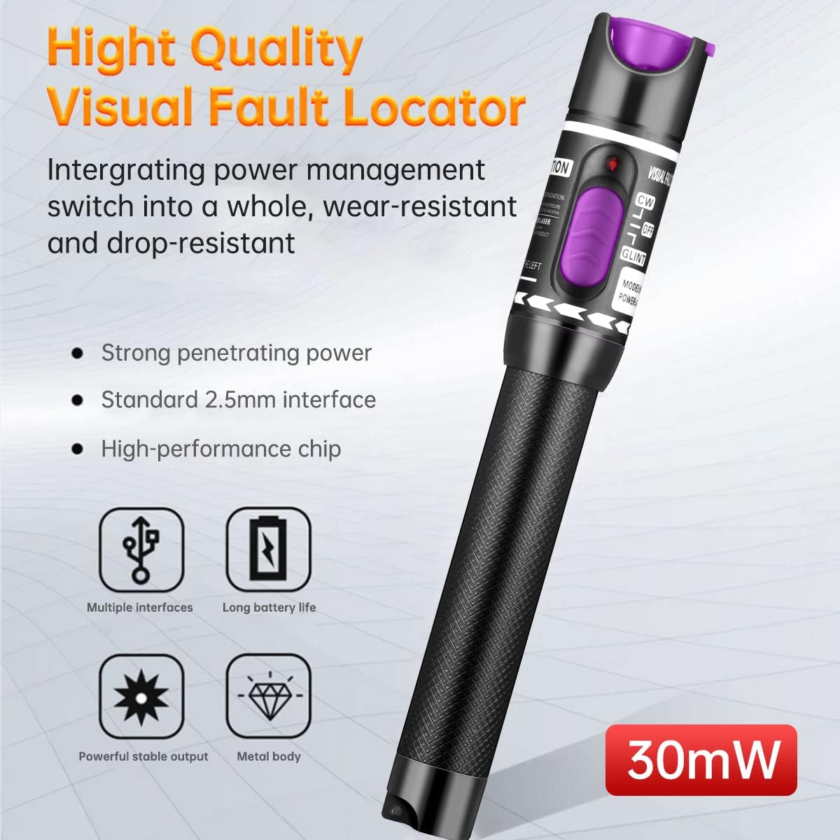 Moocci 3 Pcs Visual Fault Locator Fiber Optic Tester - VFL Fiber Optic Cable Tester Meter with FC to LC Adapter - Fiber Optic Tools Kit for FC/SC/ST/LC Connector,Network Cable Test - Green Purple Blue