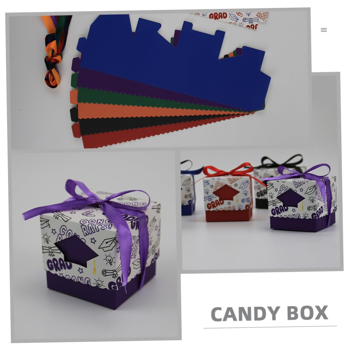 Garneck 50stücke Süßigkeitenboxen Für Abschlussfeiern Gastgeschenkboxen Aus Papier Party-süßigkeitenbehälter Bonbonverpackungsboxen Süßigkeitenboxen Mit Abschlussmotiven Geschenkverpackung