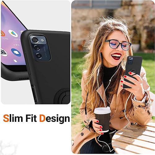 Miniatura 4 de Para Consumidor Celular ZMAX 5G Z7540 Caja Del Teléfono Con Protector De Pantalla De Vidrio, Soporte De Anillo Giratorio De 360  Soporte Magnético