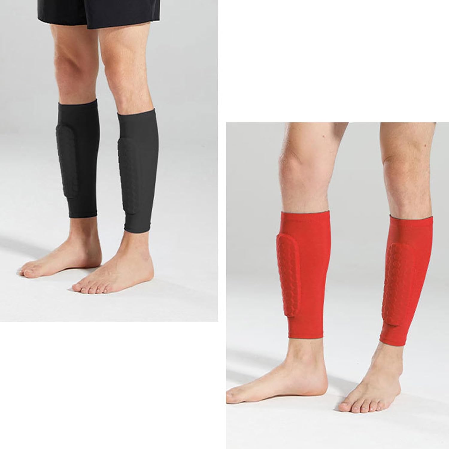 1 Pair Honeycombed Protective Silicone Nonslip Leg Sleeves for Sports Injury Breathable Ergonomic Guard Shock Soccer Gear