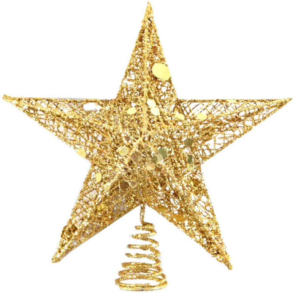 Étoile De Sapin De Noël Blanche Pailletée - Diamètre 20 Cm - Plastique Léger - Pour Cime De Sapin - 7