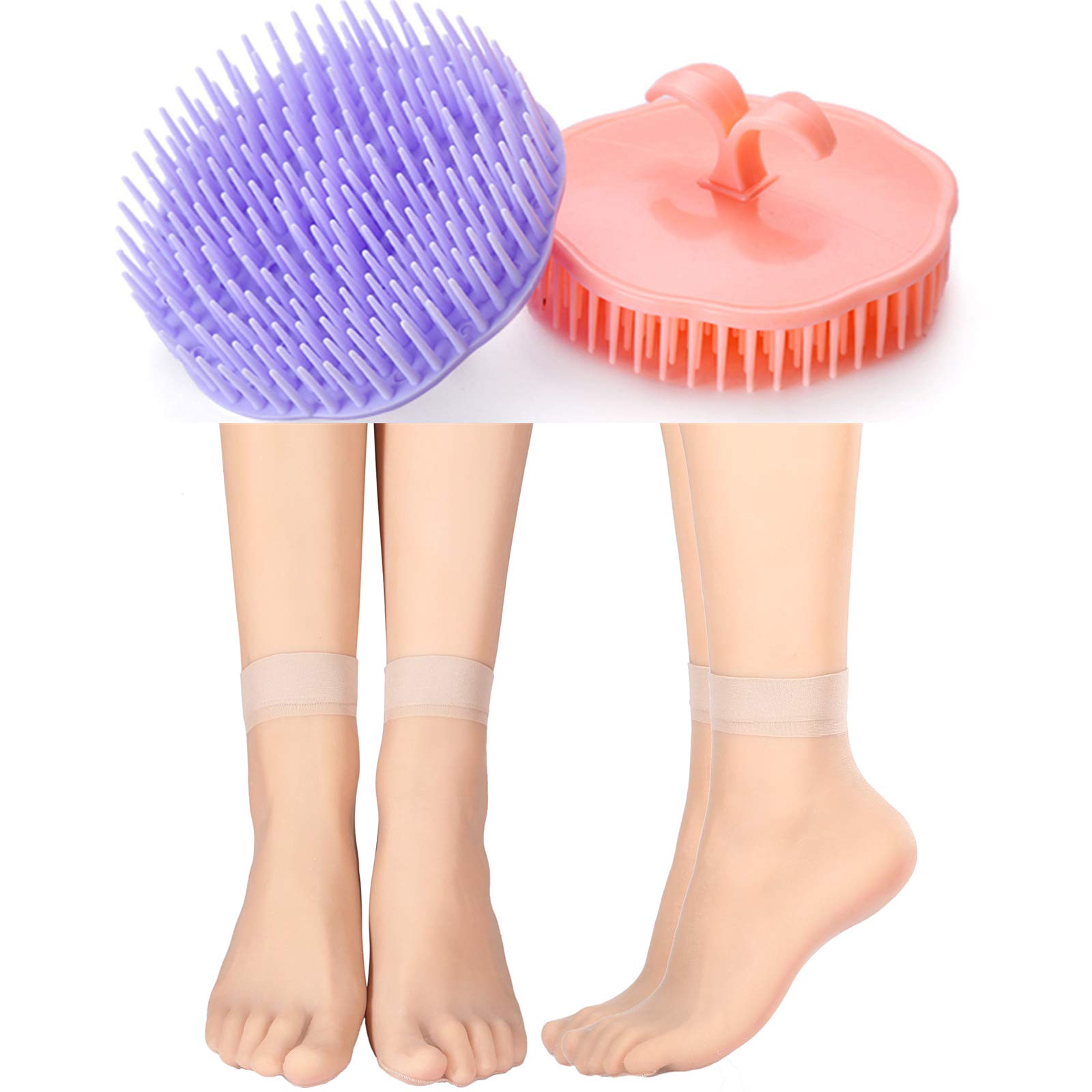 Hair Scalp Brush Dandruff Cleaning Brush Pack of 2，20 Pairs Women's Ankle High Sheer Socks.