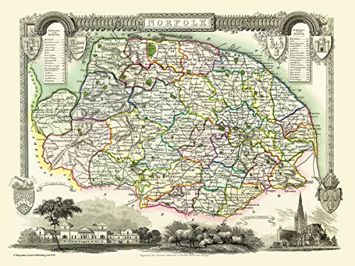 Puzzle de 1000 piezas Thomas Moule - Mapa histórico de Norfolk 1836