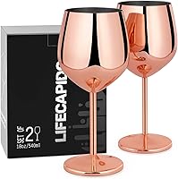 Vista 26 de Lifecapido Copas de Vino de Acero Inoxidable, Copas de Vino con Tallo de Acero Inoxidable de 18 oz, Copas de Vino de Metal con Tallo con Cepillo