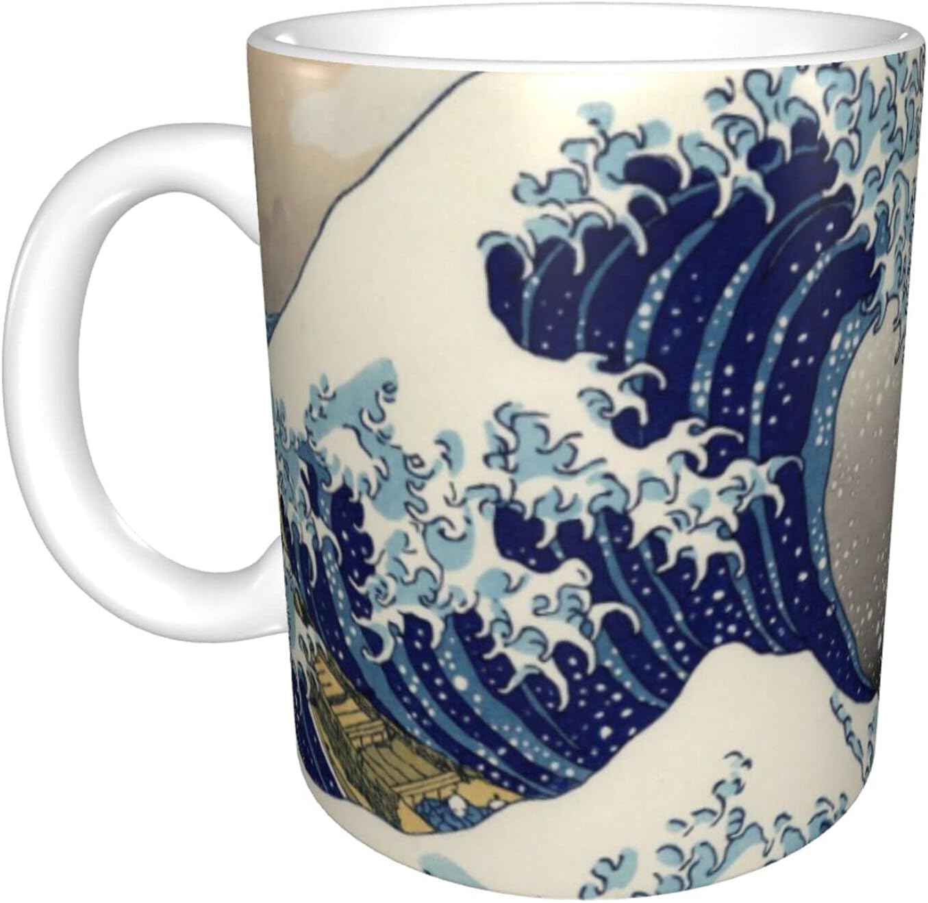 Kanagawa Surfing Great Wave Coffee Mug Ceramic Tea Cup With Handle Office Home Mugs Funny Novelty Gift Idea for Cappuccino Latte, One Size