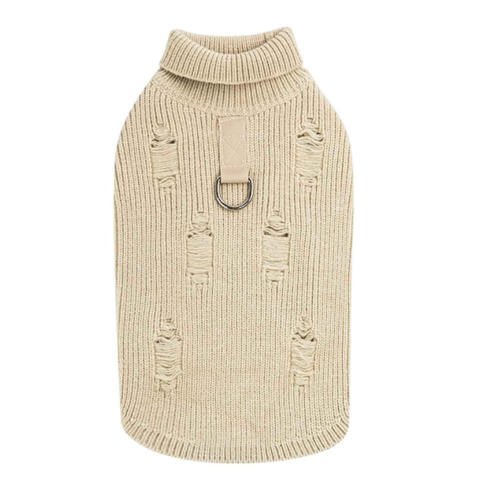 Pull pour Chien Teckel M Anti-Frisson avec Col Haut et Anneau Laisse Intégré