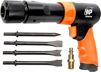 Workpad Compressed Air Hammer Air Chisel Kit with 4 Chisels with Quick Release Bracket Air Chisel for Cutting, Stripping, Descaling, Separating and More