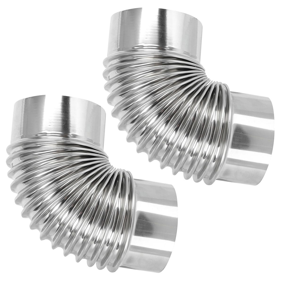 Tubo di Scarico della Stufa a Gomito 90° 2 Pezzi Acciaio Inox | Argento, per Stufa e Scaldabagno, Uso Interno e Tende Calde, Raccordo Esterno da 9cm