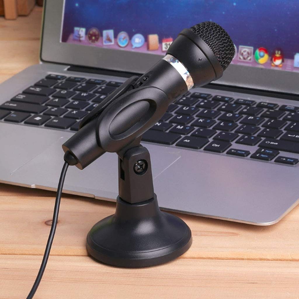 Mikrofon do mikrofonu komputerowego, dookólny mikrofon 3.5 MM Plug and Play z podstawką biurkową do gier, studia, na PC, laptopa