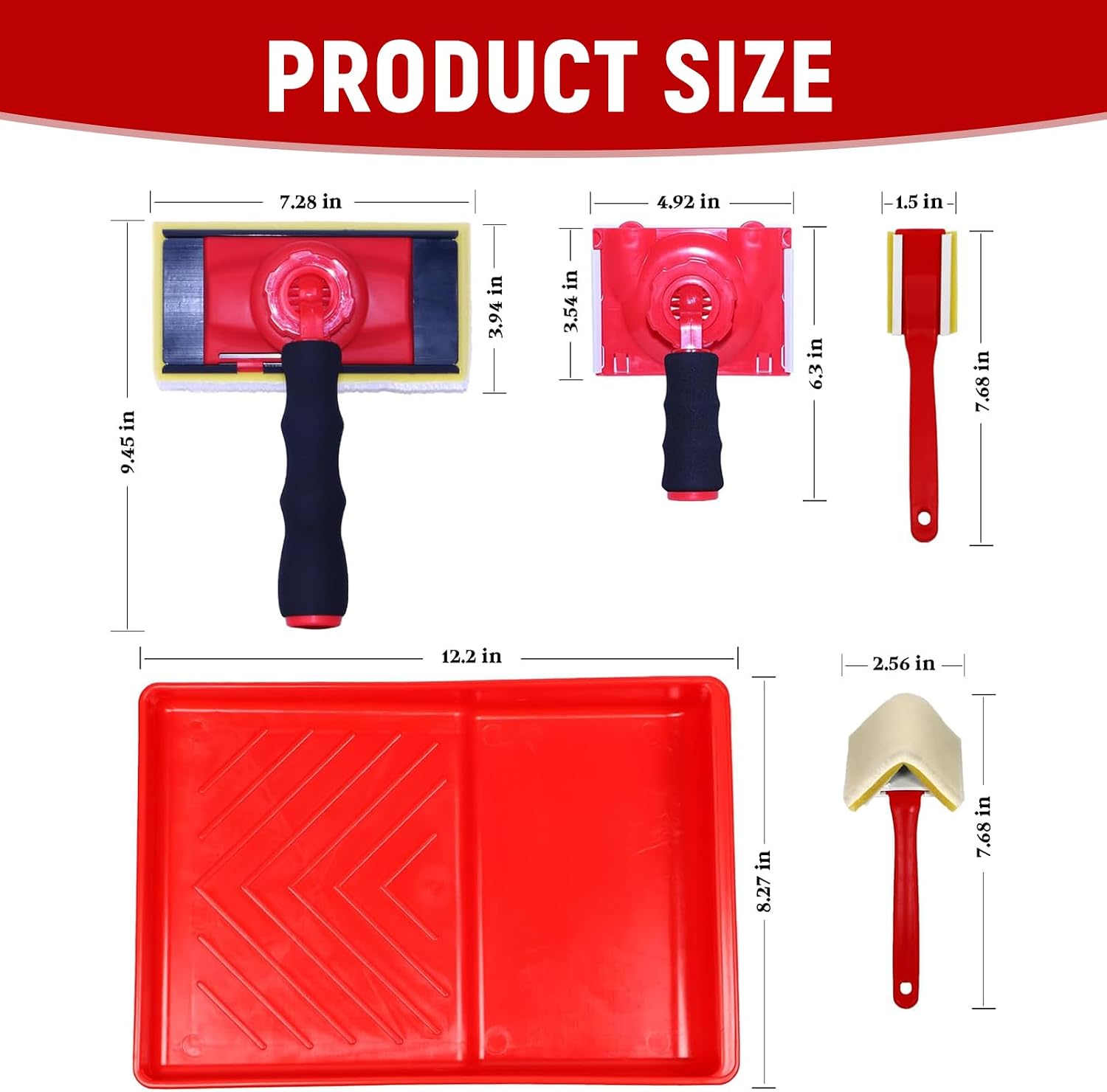 Paint Edger Tool Kit with 360° Rotating Handle,10-piece Set for Walls,Ceilings,Corners & baseboards, Includes Multi-Size Pads, 5 Refills & Tray, Ideal for Home DIY Interior Painting with Clean Lines