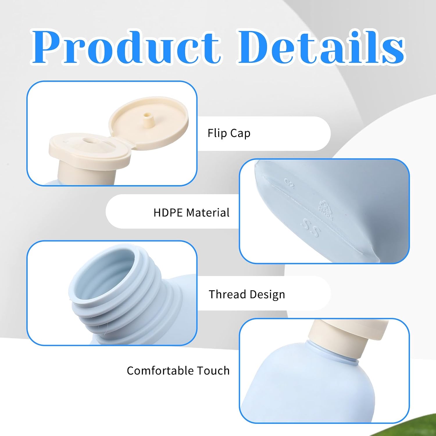 3.4 oz Plastic Small Travel Shampoo Bottles, 4 Pack Empty Refillable Leak-Proof Squeeze Containers with Flip Cap for Toiletries Conditioner Lotion Creams Body Wash, Includes Labels (Green, Blue)