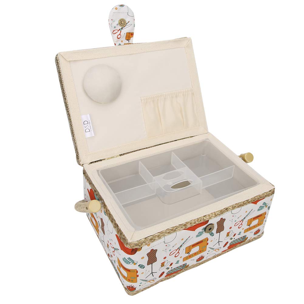 Pilipane Household Storage Box and Fabric Craft Storage, Craft Sewing Needle Thread Basket, Sewing Supplies Lunch Box for Multifunctional Sewing Tool (Orange Needle Thread)