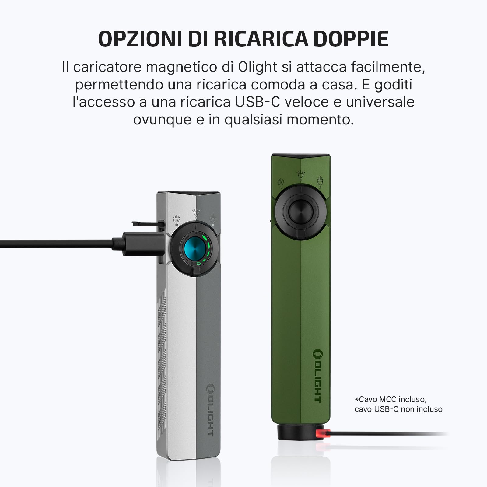 OLIGHT ArkPro Torcia LED ricaricabile USB, leggera e portatile, 1500 lumen | portata di 205, rilevamento di banconote false tramite raggi UV, fissaggio magnetico, ideale per il campeggio e le escursioni