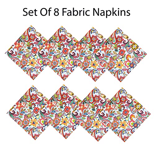 Newbridge Boho Chic Paisley Indoor/Outdoor Fabric Tablecloth - Mod Bohemian Paisley Floral Stain And Water Resistant Heavy Weight Tablecloth, 70 Inch Round #TOP3