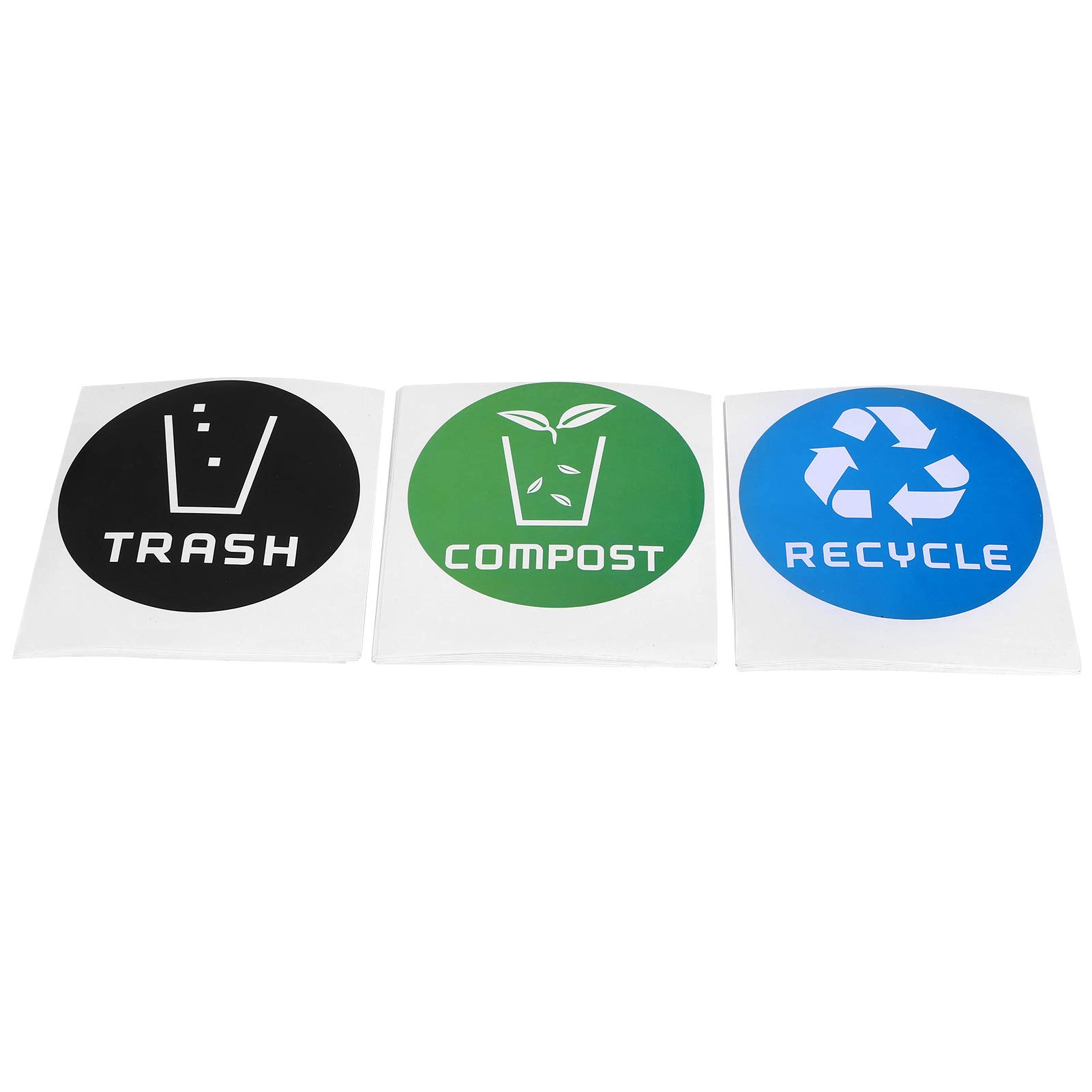 60PcsSet Round Recycle, 60Pcs Set Trash Compost Sticker Decal in-Home Recycling Bins Can for Cans Garbage Containers
