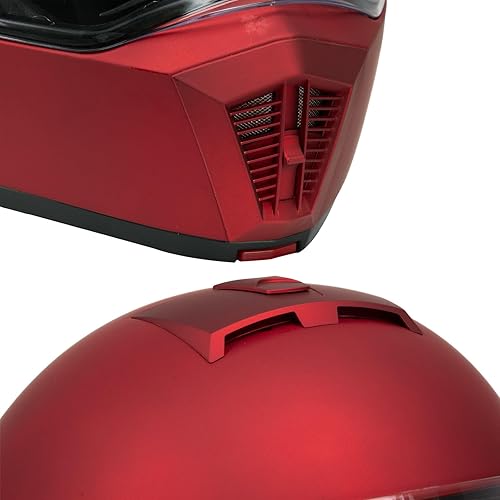 Miniatura 8 de Milwaukee Helmets MPH9827DOT Cypher - Casco modular de motocicleta avanzado rojo plano con visera abatible, talla XXL