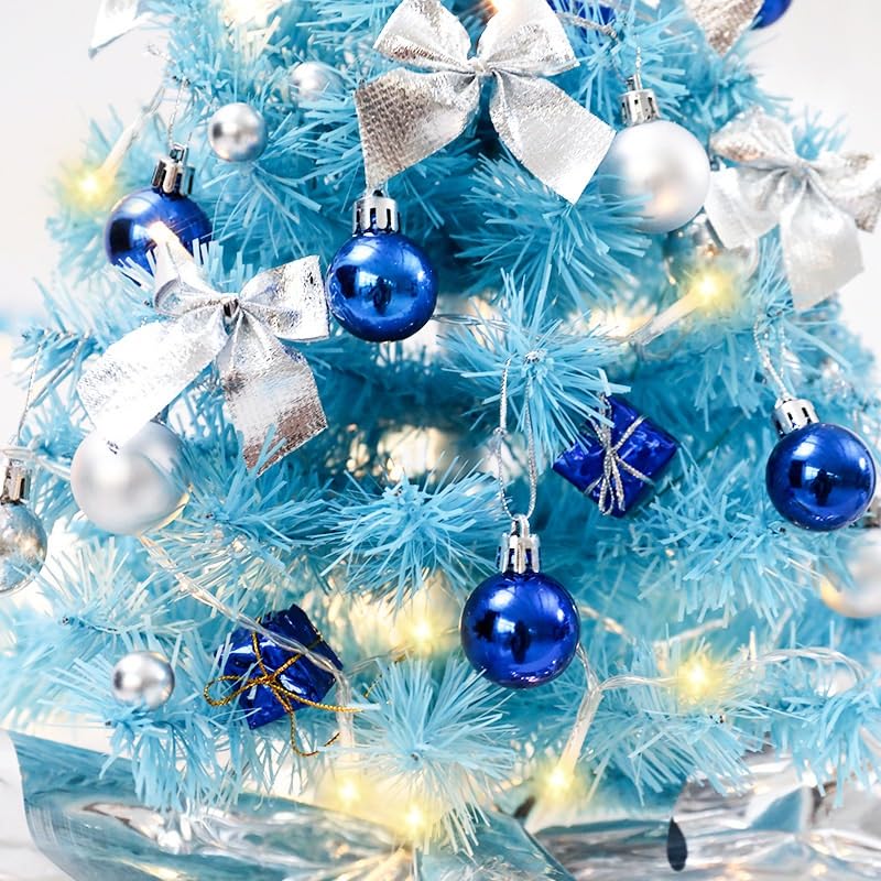 Árbol de Navidad con Luces Azules, pequeño árbol de Navidad Artificial de Mesa, decoración navideña for el hogar, la Oficina y la Fiesta. árbol de Navidad(with Light,60cm)