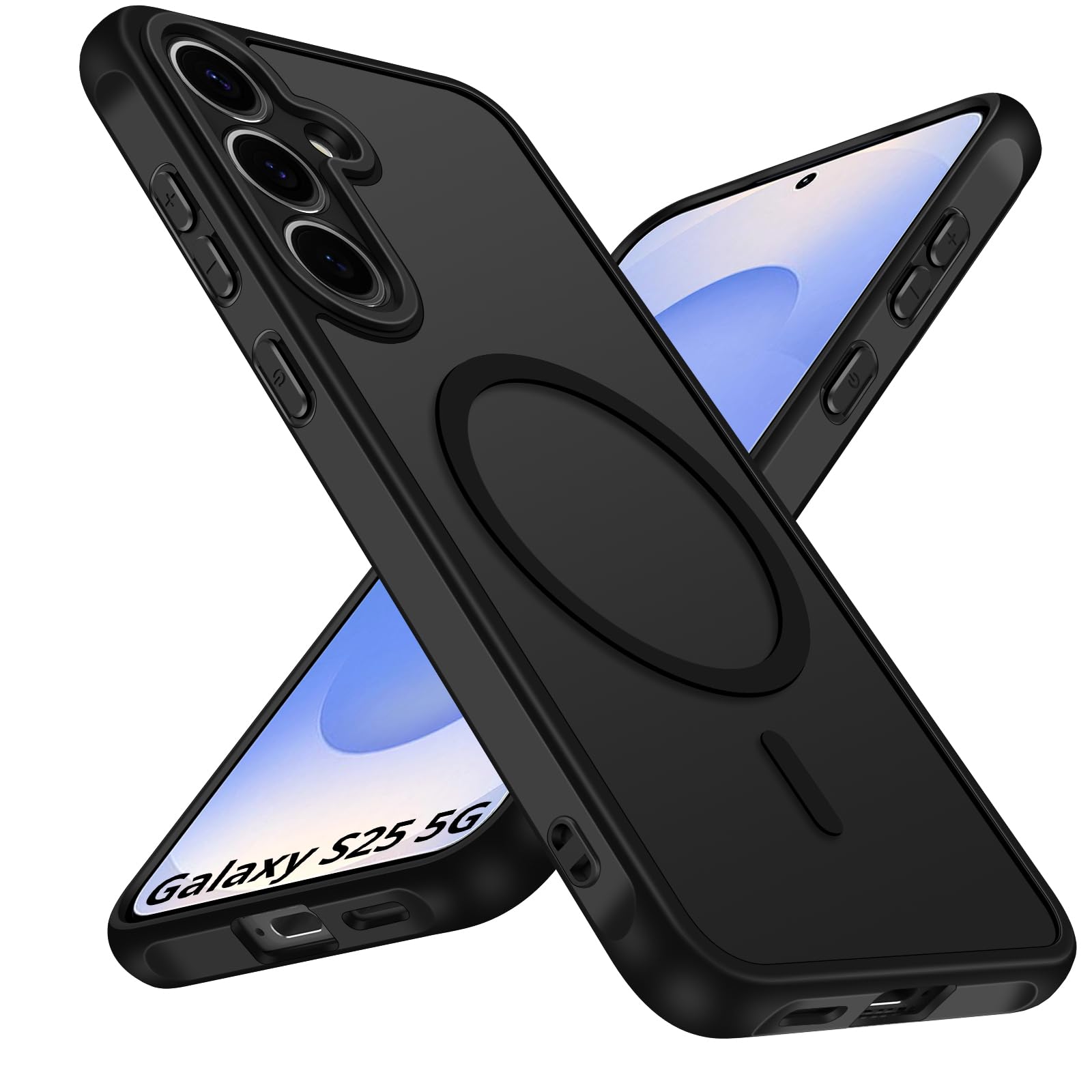 ivoler Matt Schwarz Magnetisch Hülle für Samsung Galaxy S25, [Kompatibel mit MagSafe] [Militärnorm Sturzschutz] Stoßfest Kratzfest Rückseite Schutzhülle Dünn Flüssig Silikon Handyhülle Case