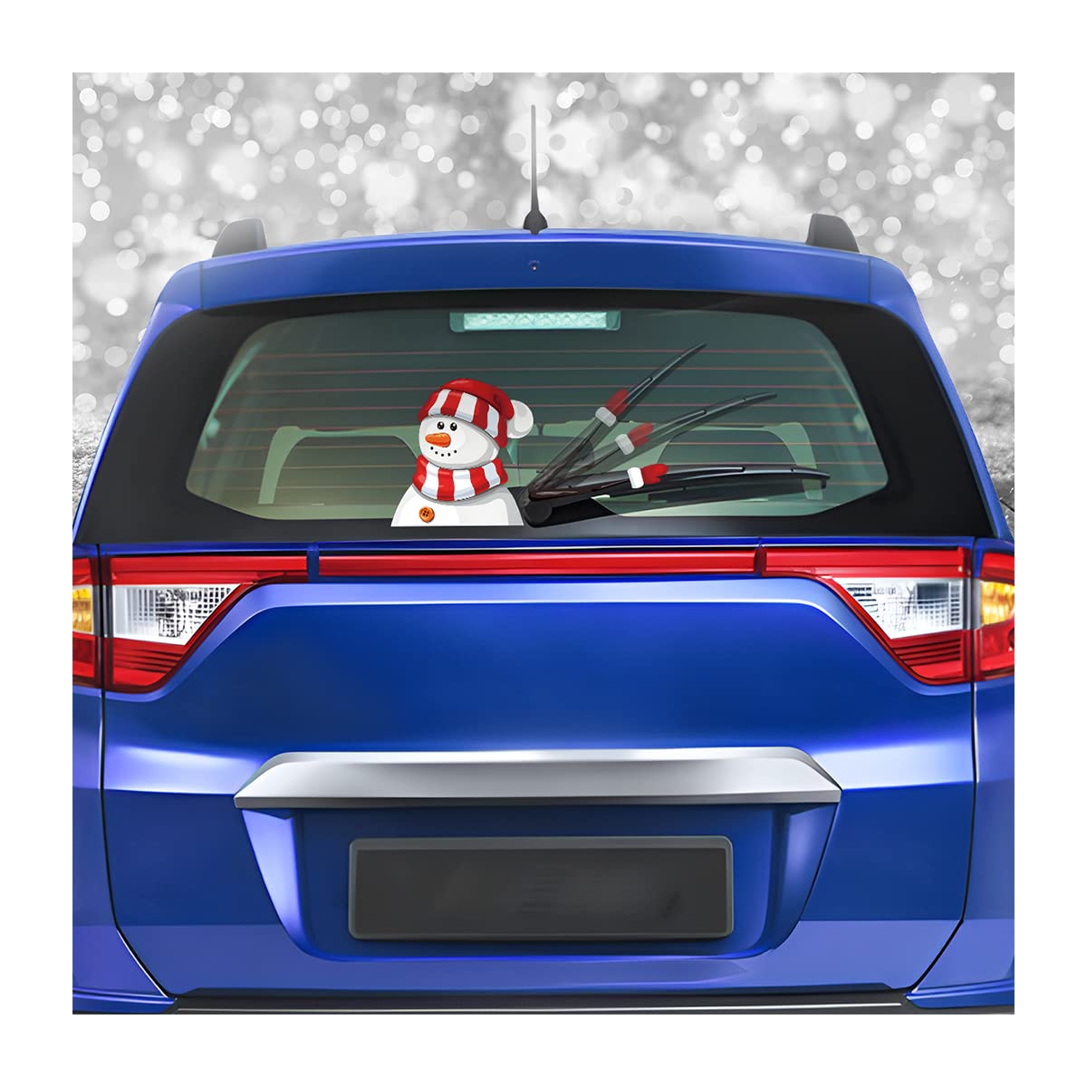 Christmas Decor Rear Wiper Decal, Santa Claus Waving Arm Wiper Stickers, Waterproof Self Adhesive Santa Claus Elk Decoration, 7 Models Rear Windshield Wiper Decal Tags for Car Vehicle SUV (B)