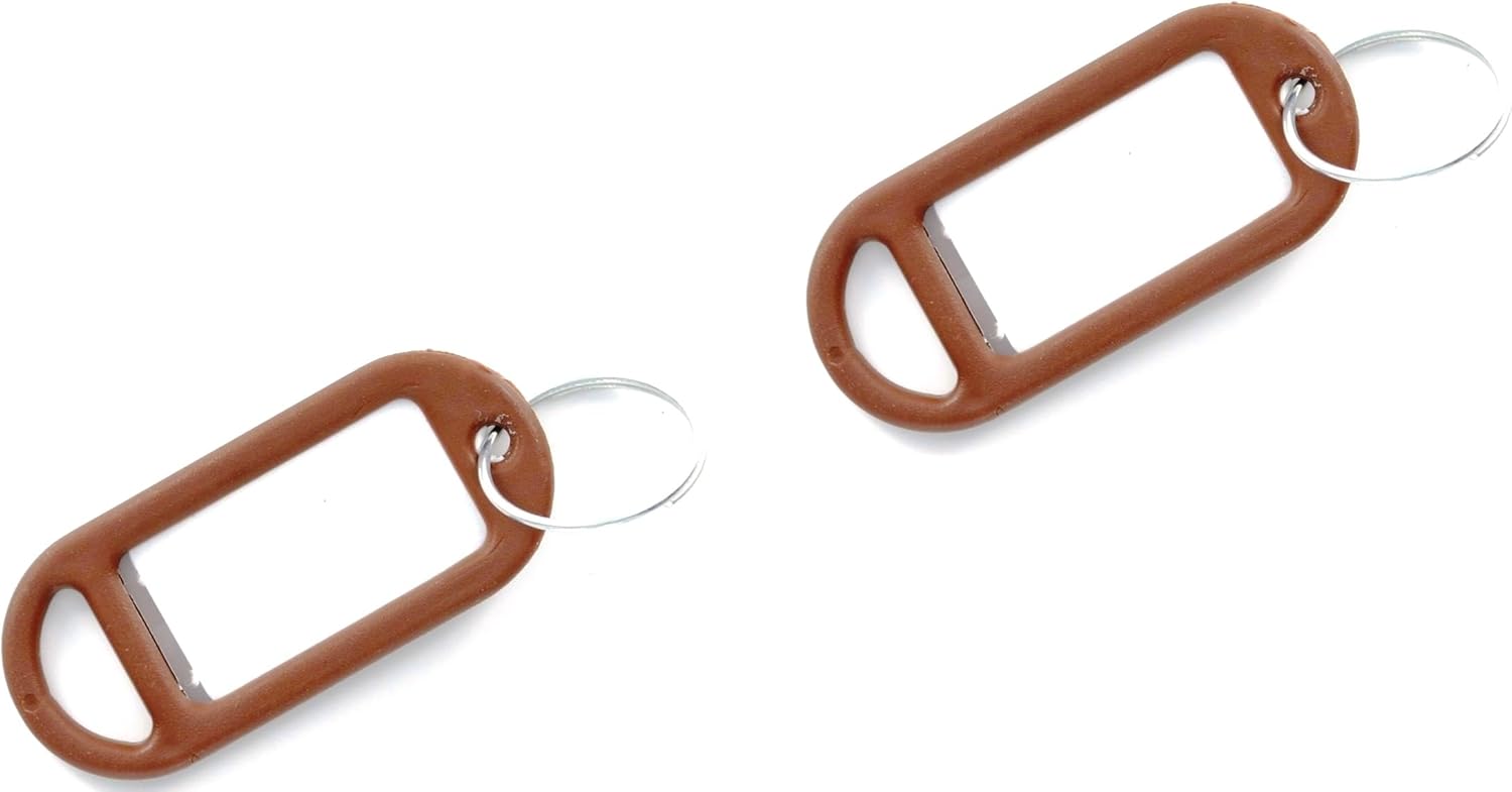 Merriway BH02562 (20 Pcs) Brown Key Ring Luggage Tags with Labels - Pack of 20 Pieces