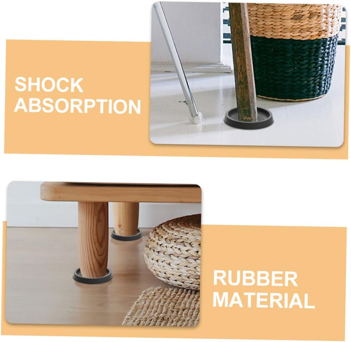 8pcs Non Slip Furniture Pads Round Coasters Cups for Chair Legs Rubber Floor Protectors for Tables Couches