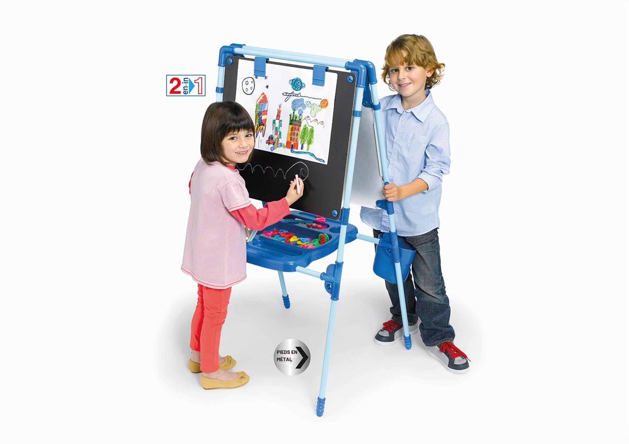 Chicos - Tableau Enfant 2 en 1 avec Chevalet | Magnétique et Ardoise | Tableau Enfants 3 Ans | Tableau sur Pied Enfant avec Lettres et Chiffres | Accessoires (52112)