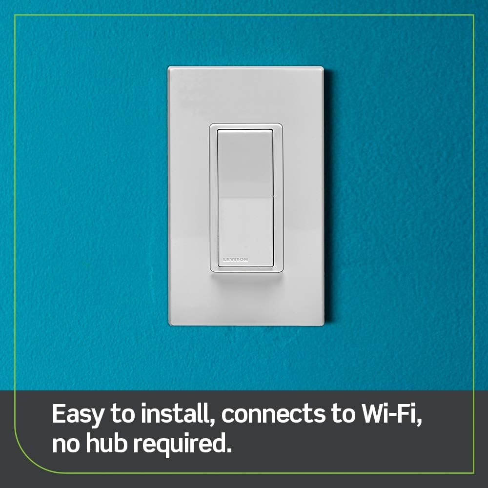 Leviton D215S-2RW Decora Smart Wi-Fi Switch (2nd Gen), Works with Hey Google, Alexa, Apple HomeKit/Siri, and Anywhere Companions, No Hub Required, Neutral Wire Required, White : Everything Else