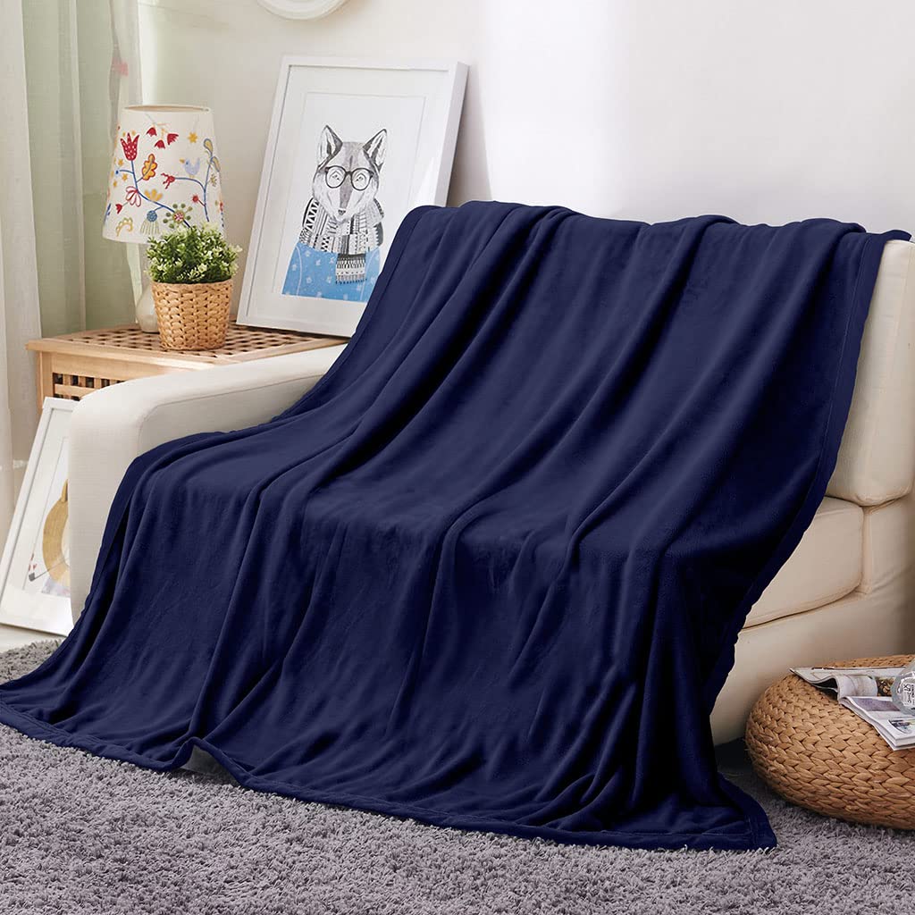 Mantas para Cama De Franela Invierno para Infantil Y Adulto 180X220Cm Manta Polar De Felpa De Microfibra Suave para Sofá, 3D Azul Puro De Moda Patrón, Cálida Y Transpirable