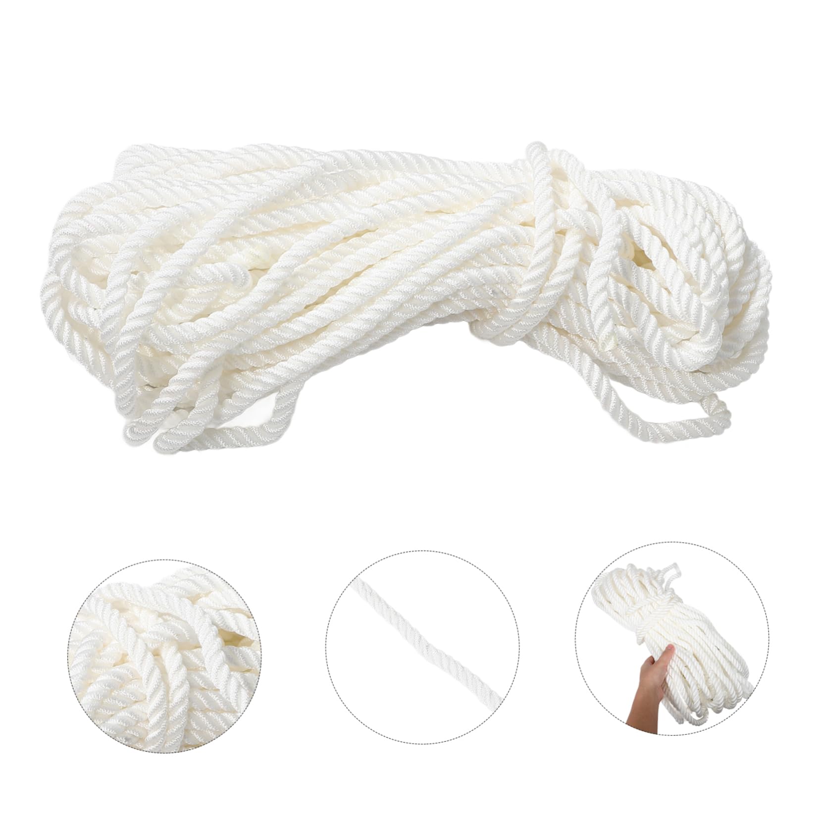Corde D’ en Nylon Blanc 12mm pour Bateau, Ligne D’ancrage Stable, Résistante au Milieu Marin, et Quai