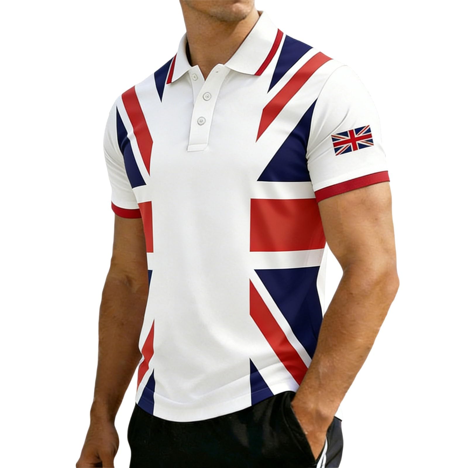 Men's Union Jack Polo Shirts 2026 England National Day Golf Shirt Great British Bunting Flags Golf Tops Casual Short Sleeve Poloshirts Festival Tee Top