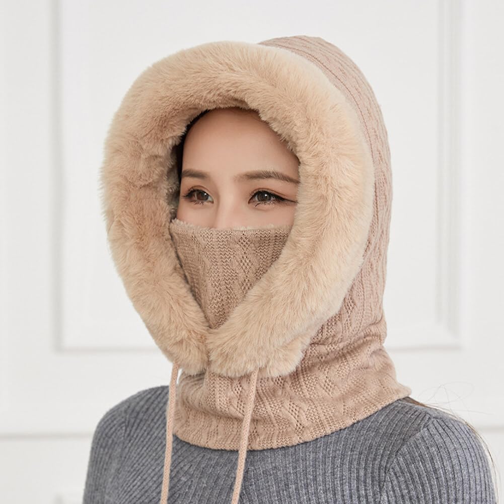 Générique Bonnet Femme Hiver Bonnet 3 en 1 pour Femme Cagoule