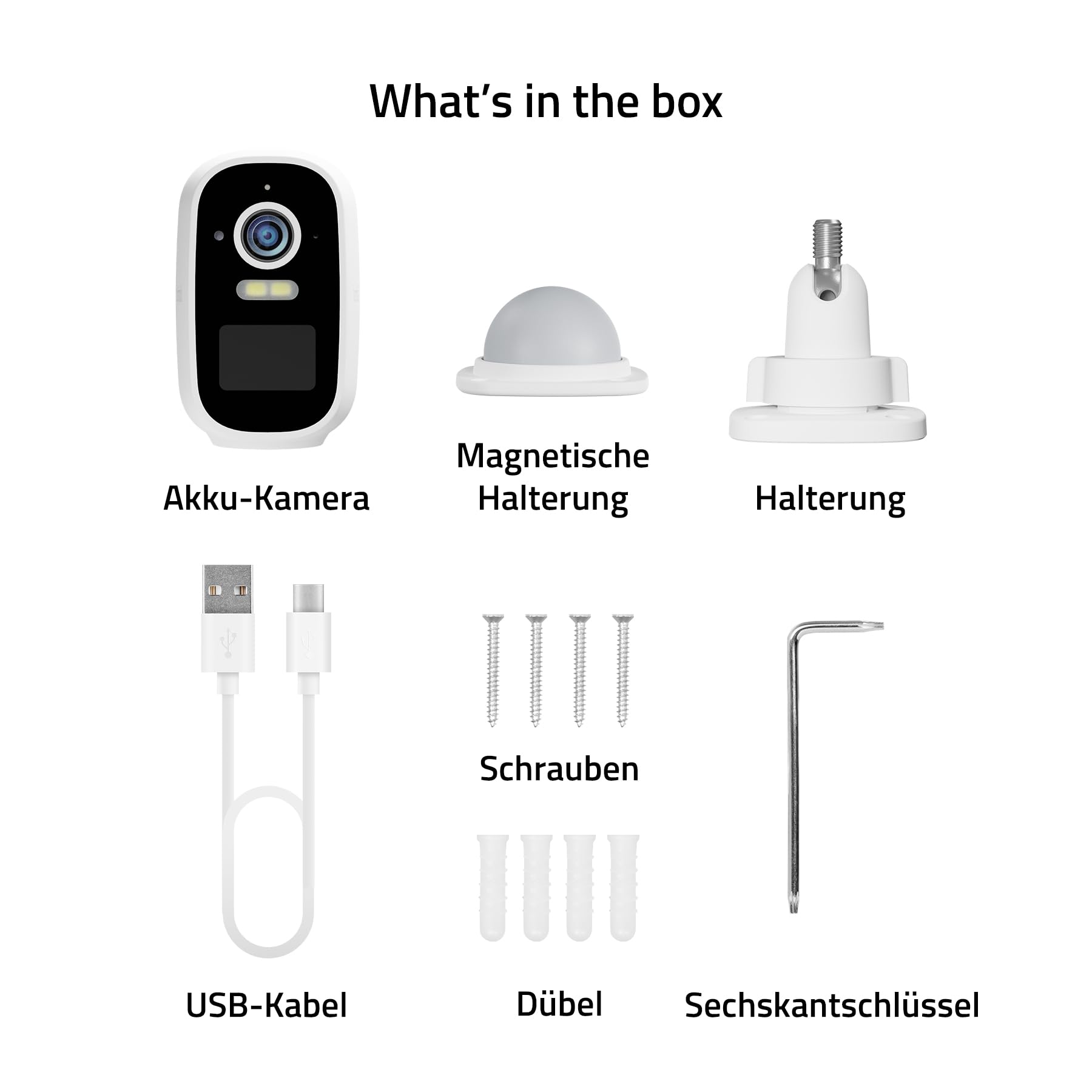 Hombli Battery Cam, Überwachungskamera mit Akku 2K, QHD, Nachtsicht, Weiß
