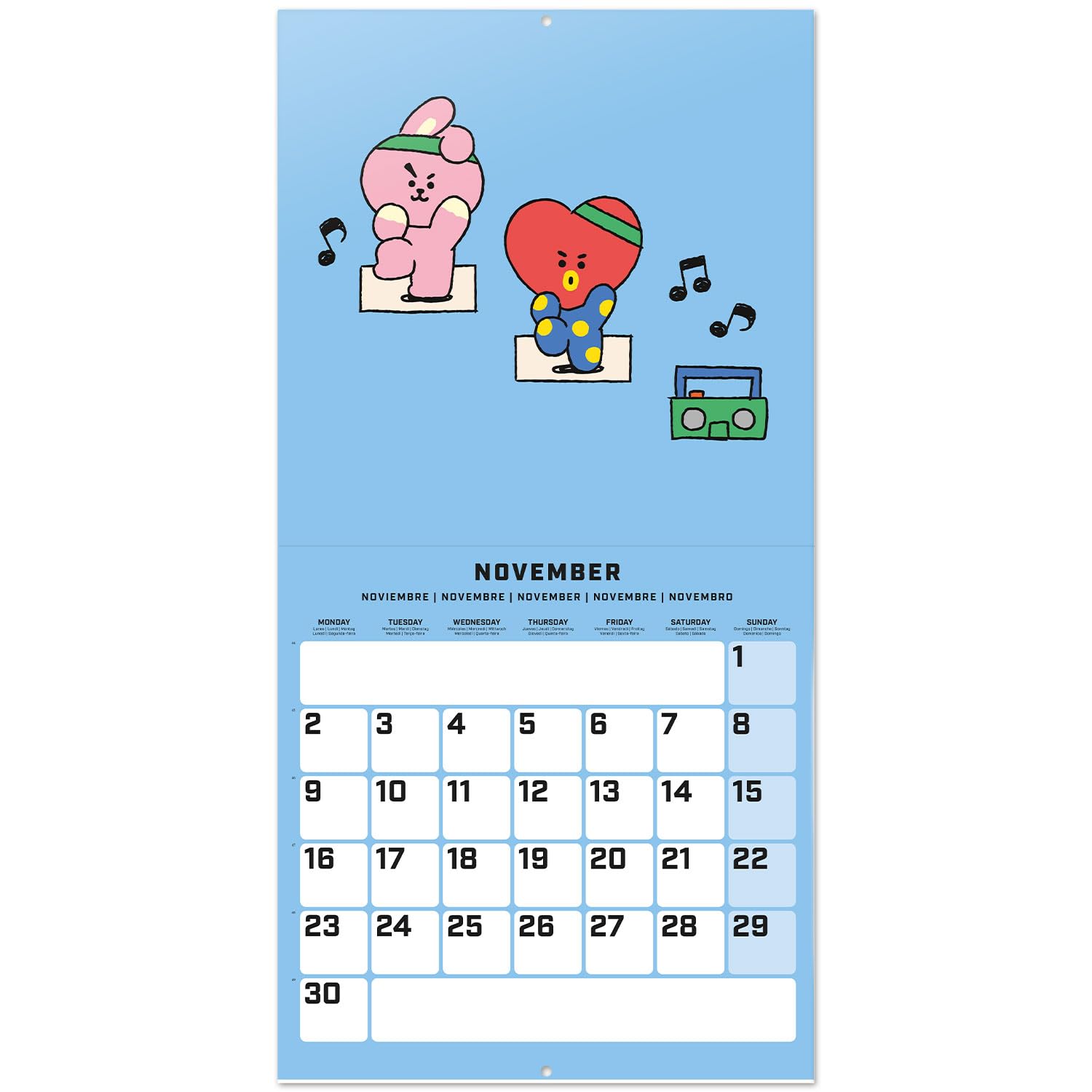 Grupo Erik Wall Calendar 2026 - BT21 Calendar 2026 | Square 30 x 30 cm - 12 x 12 inches Wall Planner, Family Planner Month To View | Kawaii Gifts, Kawaii Stuff, BT21 Gifts For Friends
