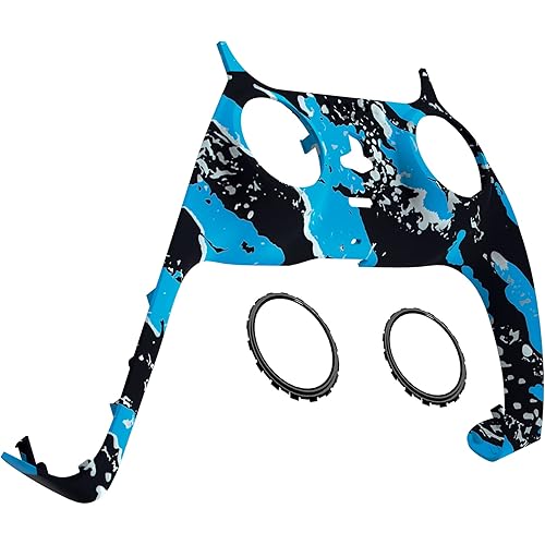 eXtremeRate Blue Coating Splash Decorative Trim Shell Compatible with ps5 Controller, Soft Touch DIY Replacement Clip Shell, Custom Plates Cover Compatible with ps5 Controller with Accent Rings