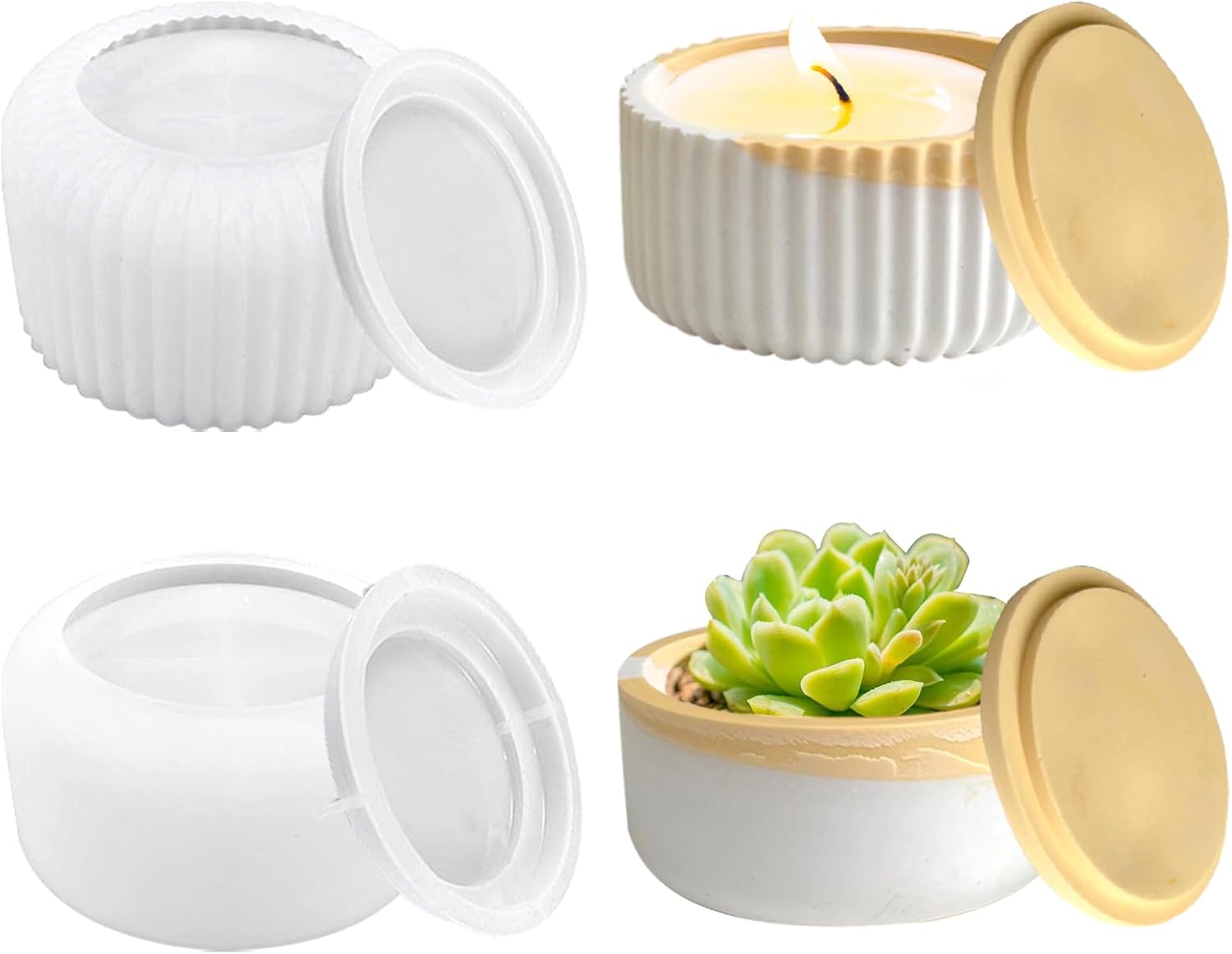 2PCS Storage Box with Lids Candle Jar Molds Set, Tea Light