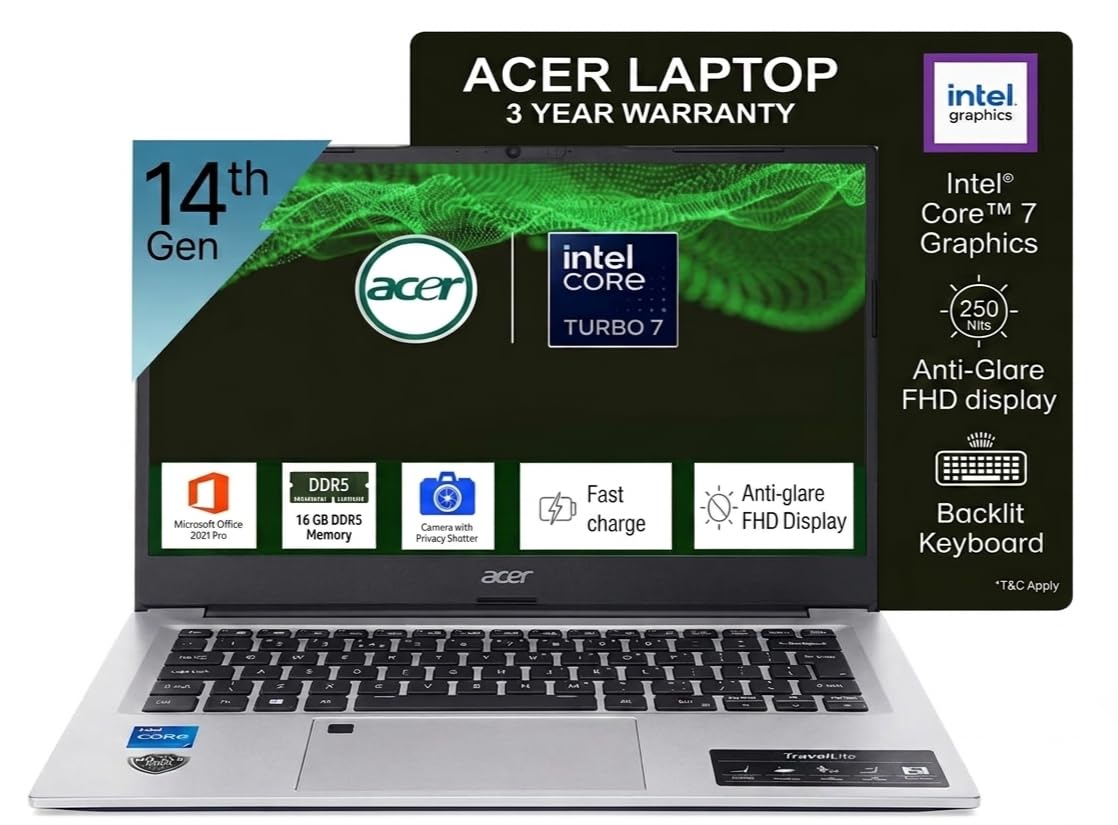 Acer Professional14 Laptop 14th Gen Core 7-150U 16GB DDR5 512GB