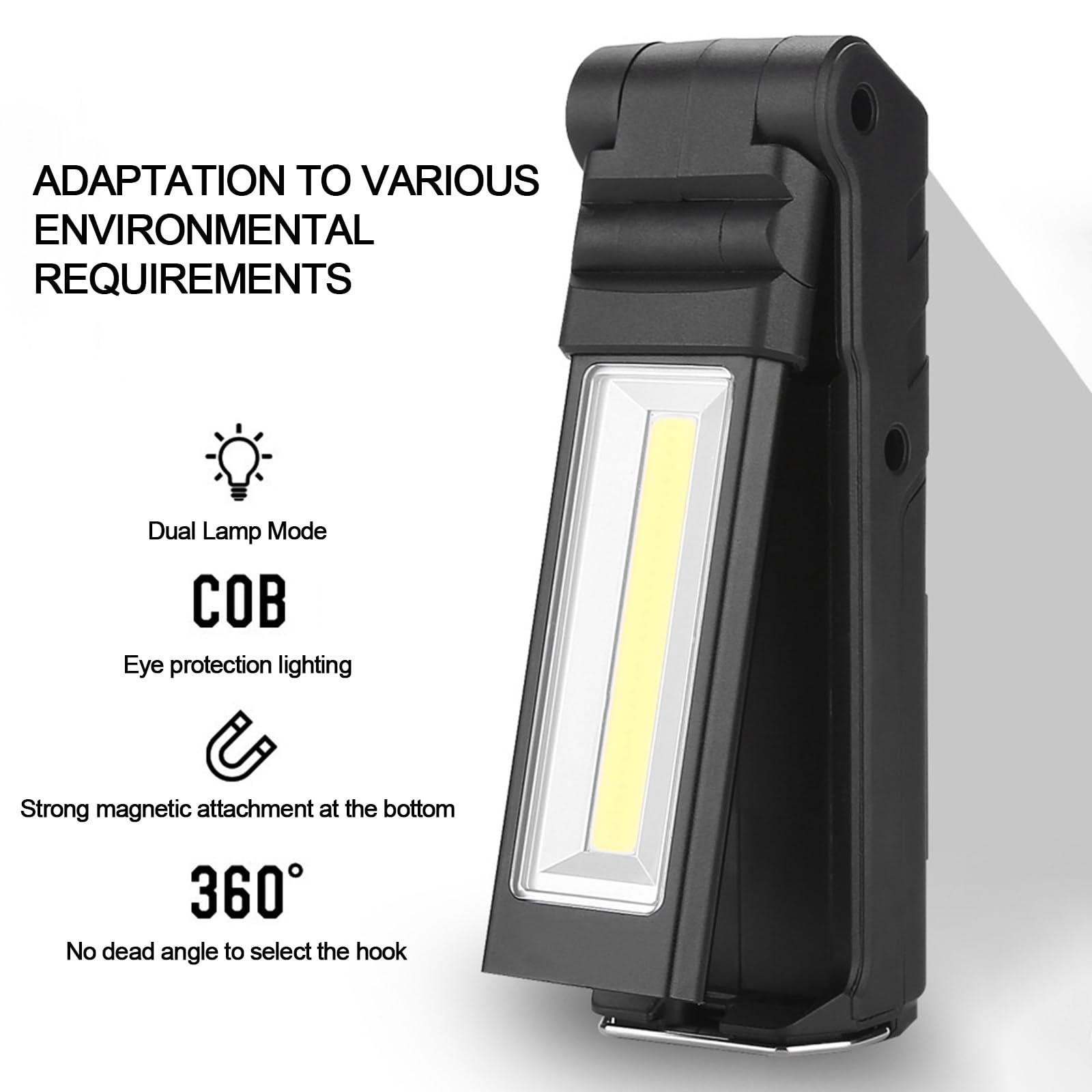 Luz de Trabajo LED Inalámbrica Foco de Camping Regulable Puerto de Carga USB 270° Rotación Magnética Luz Mecánica para Reparación de Coches, Senderismo Pesca Iluminación al Aire Libre