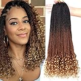 7 Packs Goddess Box Braids Crochet Hair 18 Inch Ombre Crochet Braids with Curly Ends Crochet Hair Hair for Black Women (18 Inch 7 Packs, 1B/30/27#)