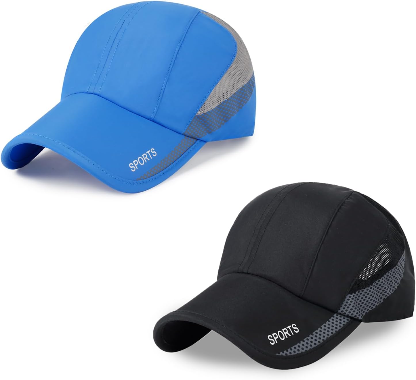Running Hat Mesh Baseball Cap Unstructured Design Sports Quick-Drying Cap Outdoor Sun Hat for Men Women Blue-Black