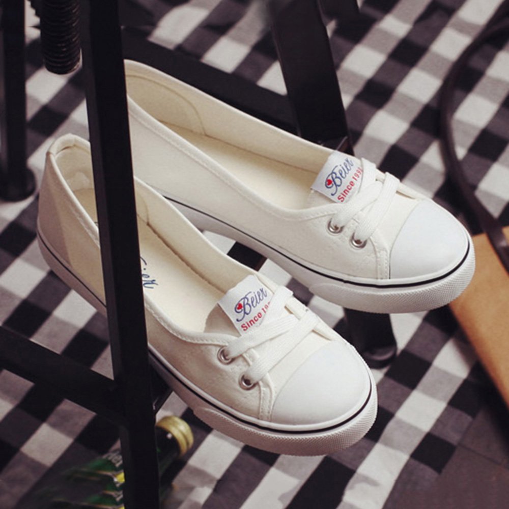 Ballerines à lacets pour femme - Chaussures basses d'été pour les loisirs