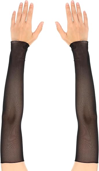 Black Long Gloves, Tulle Fingerless Sheer Gloves Women Halloween | Elegant Fingerless Gloves Tulle Opera Gloves Halloween Formal Bridal Wedding Tea Party Dance Prom Costume Accessories