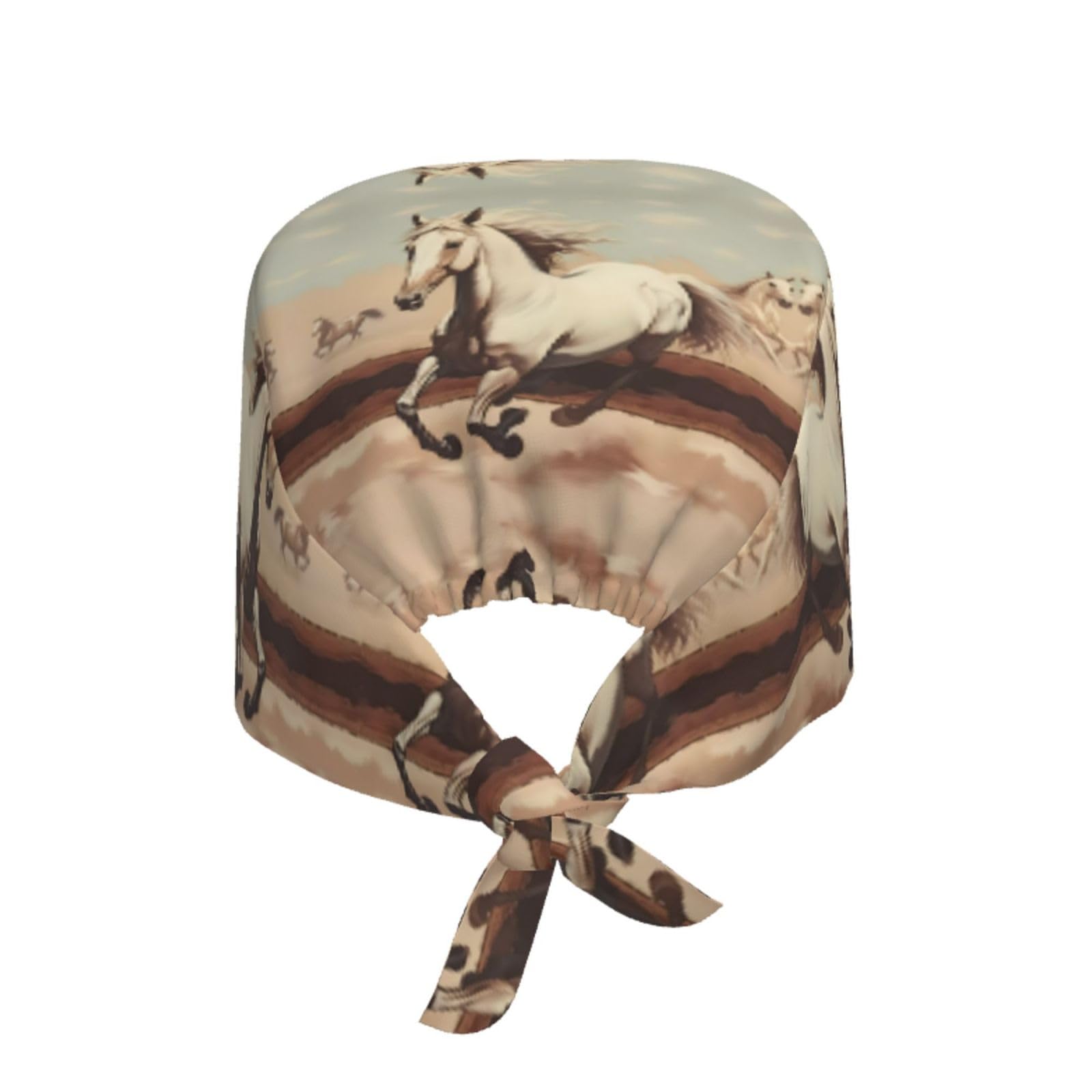 YYHHAOFA Breathable Work Hat Prancing White Horse Printed for Chef, Nursing, Spa, Facial Care, Fitness