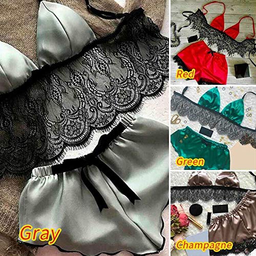 Sexy Lingerie voor dames sexy nachthemd lingerie nachtkleding Kant met stringSexy V-hals Pyjama Dames Lingerie Nachtkleding Kanten Beha Shorts Sets Ondergoed Pyjama - Image 3