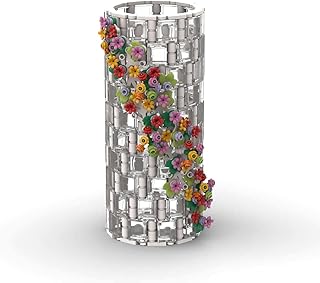 ZOSTER Ideas Flower Vase Building Kit Flower Bottle Bouquet Display Household Decoration Ornament Toy Gift Compatible with Lego Flower Bouquet 10280 (473 Pieces), White Transparent, 15 x 12.8 x 25 cm