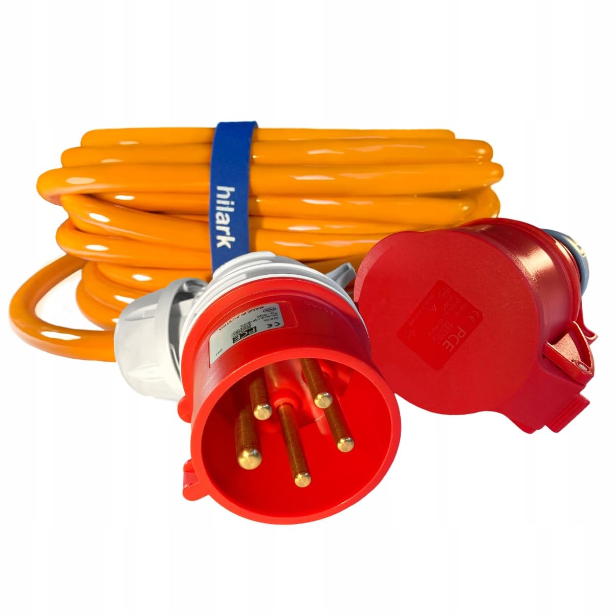 CEE IP44 - Prolunga elettrica in gomma (H07BQ-F 5g4 mm2 32A, spina angolata, 30 metri)