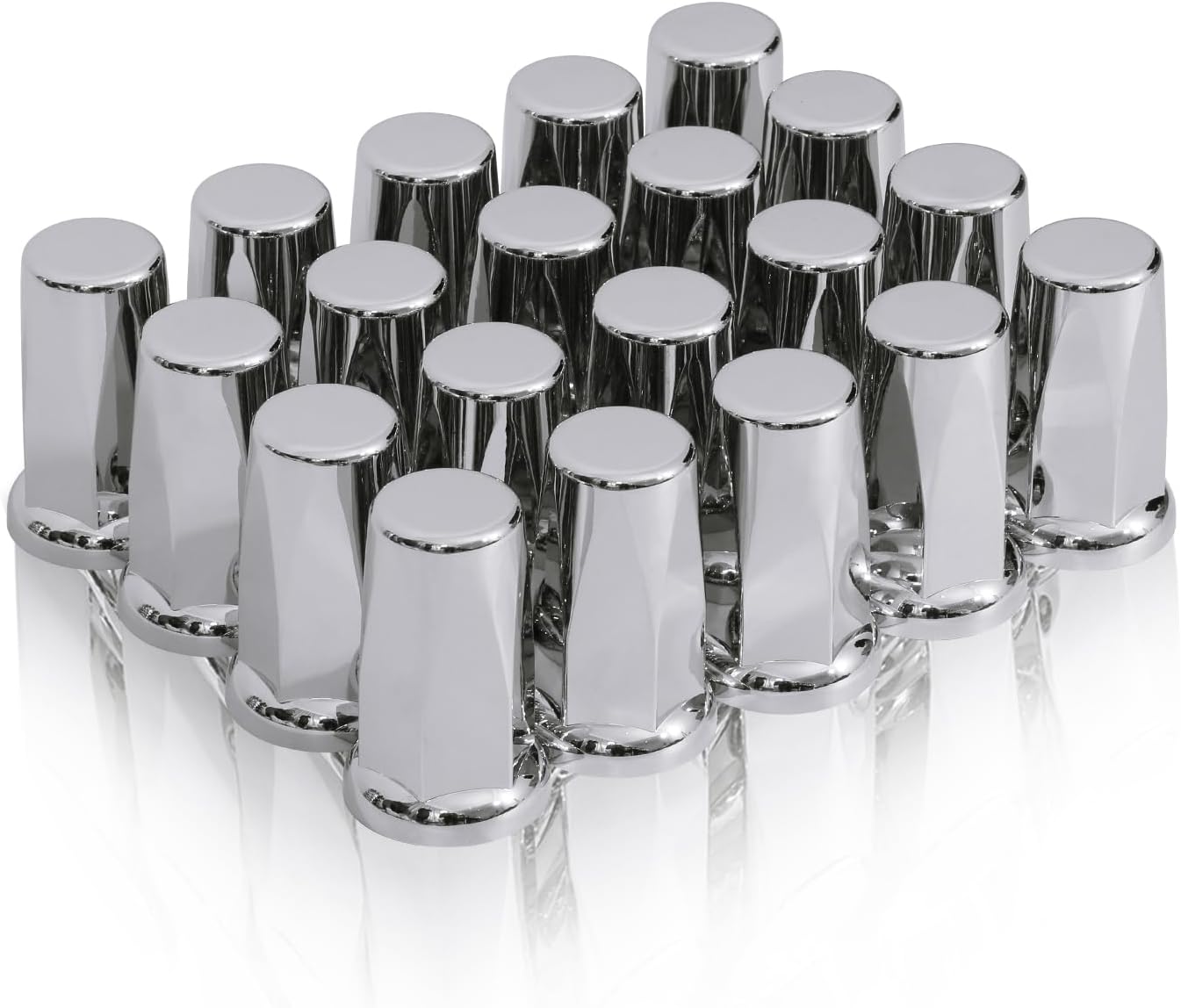 33mm by 3 1/4in Height Chrome Plastic Lug Nut Covers ABS Anti Rust Push-On Nut Cover Caps with Flange for Semi Trucks (Pack of 60)